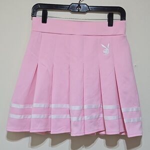 PLAYBOY Pink & White Tennis Pleated Women's Mini Skirt